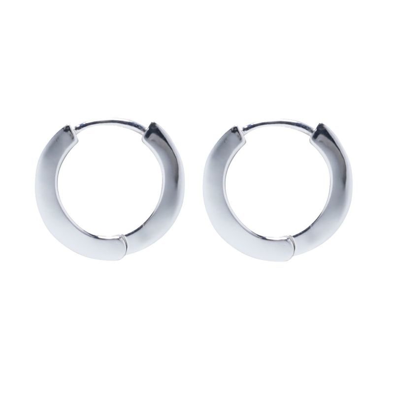 J-PI057-SV)フラットダブル ダイヤモンド ピアス M -シルバー/両耳